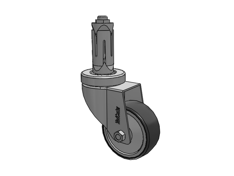 Stainless Steel Hospital Round Nylon Expanding Adapters Caster with 3 x 1.25 Thermoplastic Rubber Wheel