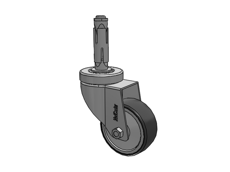 Stainless Steel Hospital Square Nylon Expanding Adapters Caster with 3 x 1.25 Thermoplastic Rubber Wheel