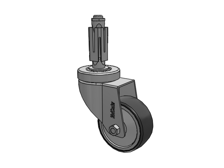 Stainless Steel Hospital Square Nylon Expanding Adapters Caster with 3 x 1.25 Thermoplastic Rubber Wheel
