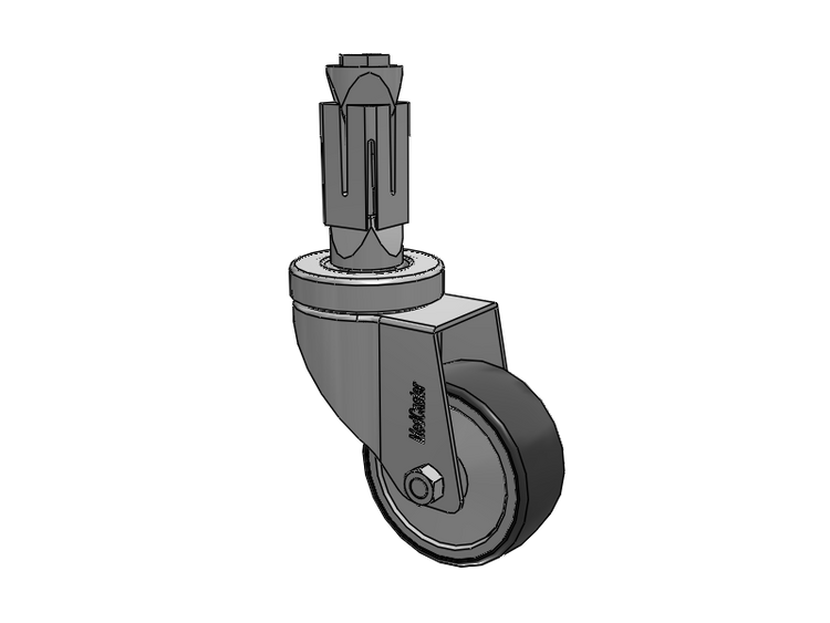 Stainless Steel Hospital Square Nylon Expanding Adapters Caster with 3 x 1.25 Thermoplastic Rubber Wheel