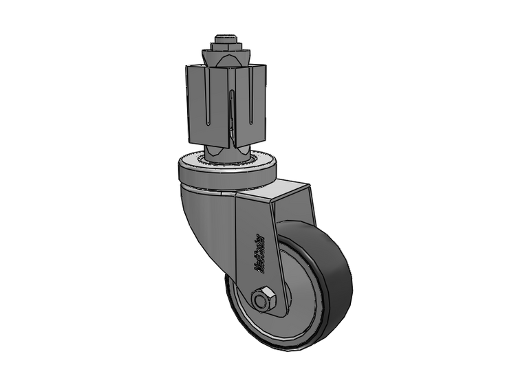 Stainless Steel Hospital Square Nylon Expanding Adapters Caster with 3 x 1.25 Thermoplastic Rubber Wheel