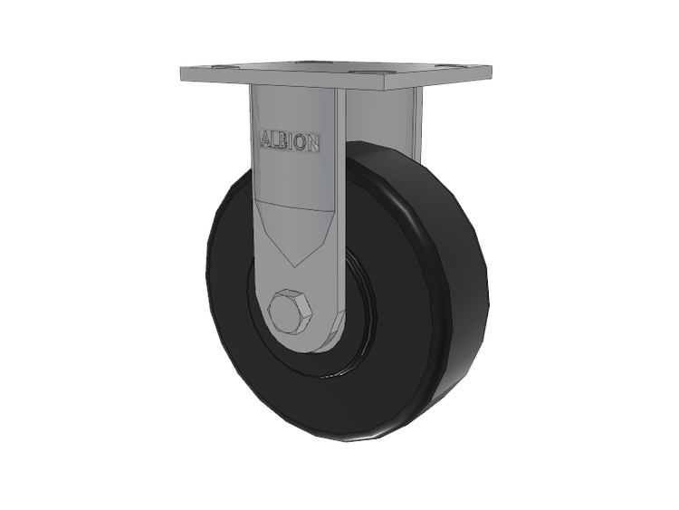 18 Series Top Plate Rigid Caster with 6 x 2 Black Polymer NX - Trionix High Impact Polymer Wheel