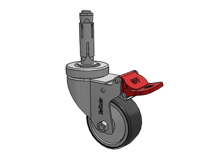 Stainless Steel Hospital Square Nylon Expanding Adapters Caster with 3 x 1.25 Thermoplastic Rubber Wheel Total Lock
