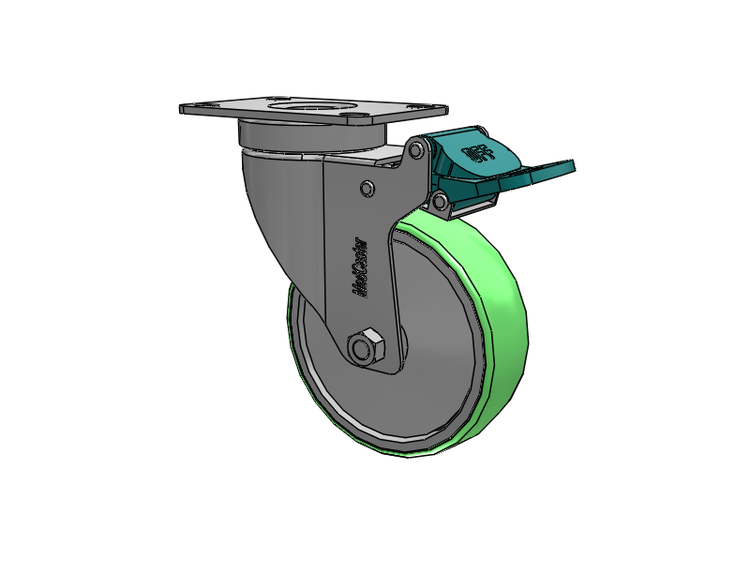 Stainless Steel Hospital Top Plate Swivel Caster with 4 x 1.25 Antimicrobial Rubber Wheel and Directional Lock Brake