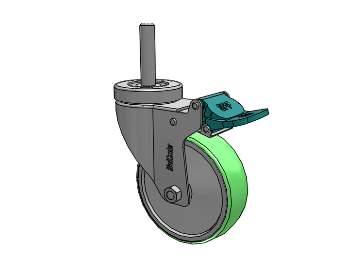 Stainless Steel Hospital Threaded Stem Caster with 4 x 1.25 Antimicrobial Rubber Wheel and Directional Lock Brake