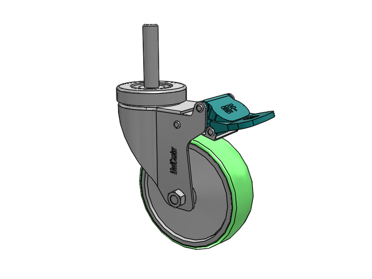 Stainless Steel Hospital Threaded Stem Caster with 4 x 1.25 Antimicrobial Rubber Wheel and Directional Lock Brake