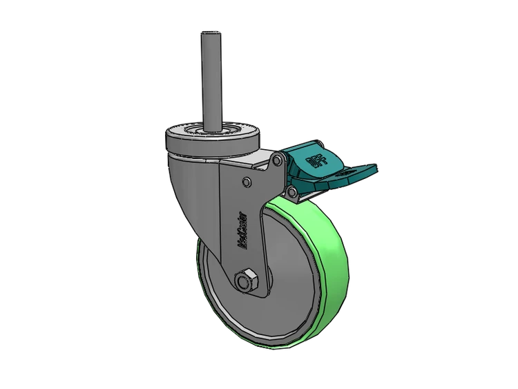 Stainless Steel Hospital Threaded Stem Caster with 4 x 1.25 Antimicrobial Rubber Wheel and Directional Lock Brake