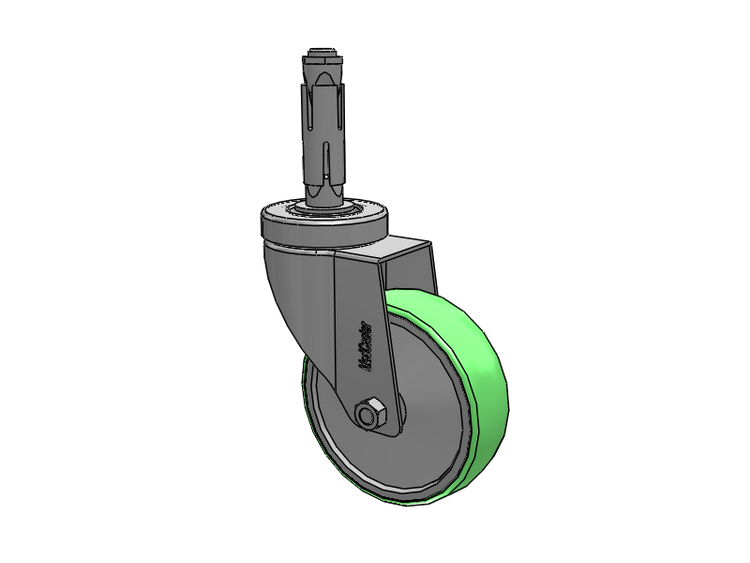 Stainless Steel Hospital Round Nylon Expanding Adapters Caster with 4 x 1.25 Antimicrobial Rubber Wheel