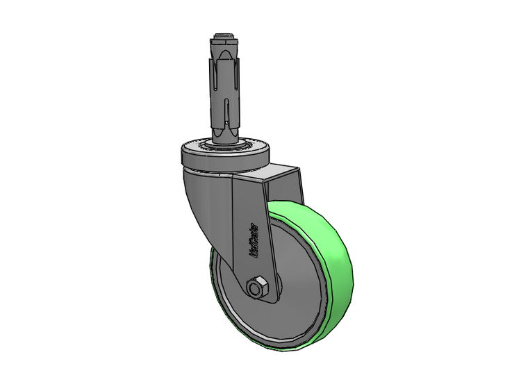 Stainless Steel Hospital Square Nylon Expanding Adapters Caster with 4 x 1.25 Antimicrobial Rubber Wheel