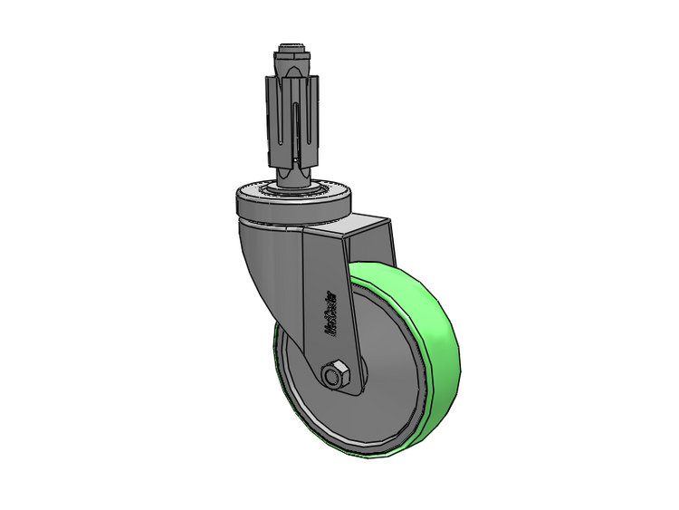 Stainless Steel Hospital Square Nylon Expanding Adapters Caster with 4 x 1.25 Antimicrobial Rubber Wheel