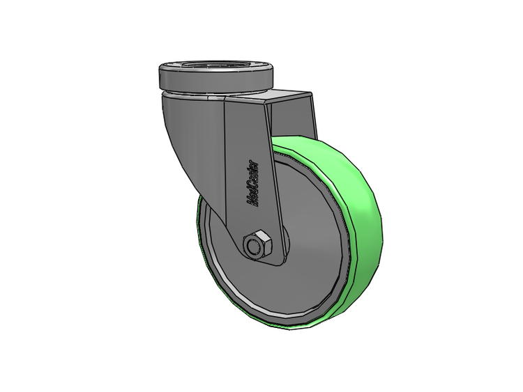 Stainless Steel Hospital Hollow Kingpin Swivel Caster with 4 x 1.25 Antimicrobial Rubber Wheel