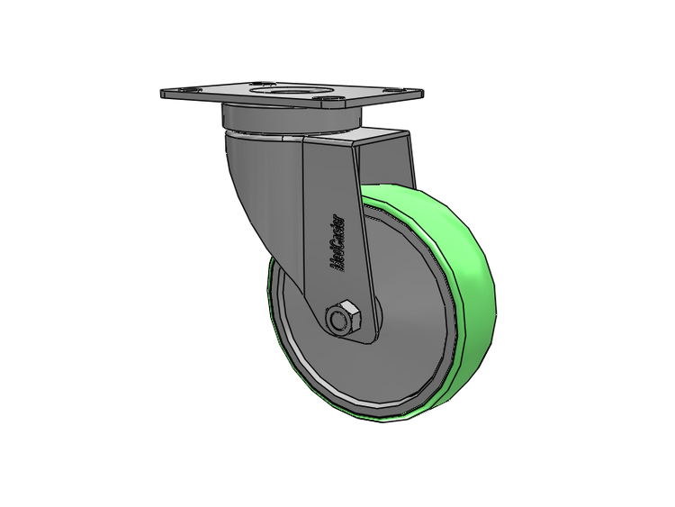 Stainless Steel Hospital Top Plate Swivel Caster with 4 x 1.25 Antimicrobial Rubber Wheel
