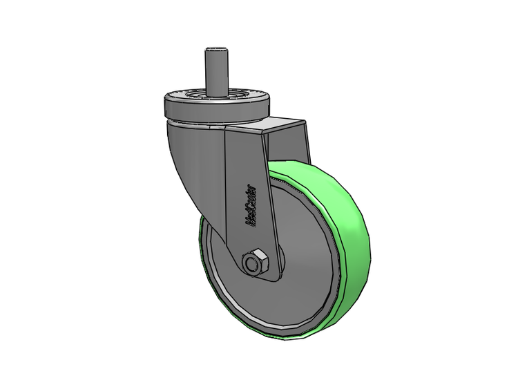 Stainless Steel Hospital Threaded Stem Caster with 4 x 1.25 Antimicrobial Rubber Wheel