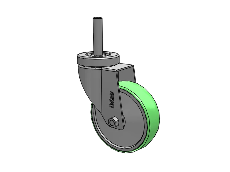Stainless Steel Hospital Threaded Stem Caster with 4 x 1.25 Antimicrobial Rubber Wheel