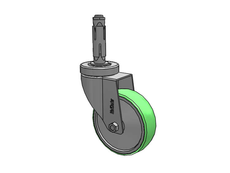 Stainless Steel Hospital Round Nylon Expanding Adapters Caster with 4 x 1.25 Antimicrobial Rubber Wheel
