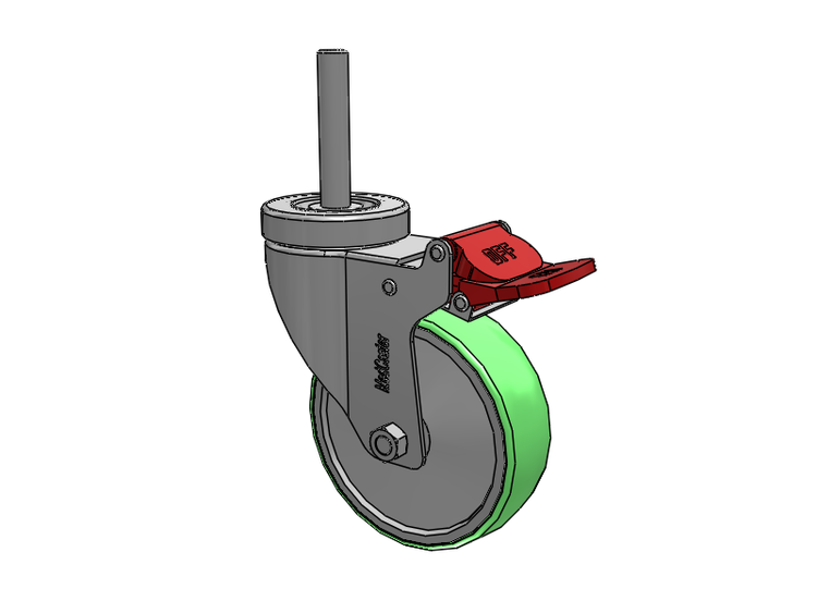 Stainless Steel Hospital Threaded Stem Caster with 4 x 1.25 Antimicrobial Rubber Wheel and Total Lock Brake