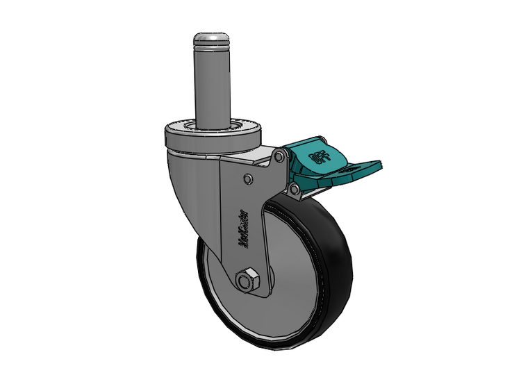 Stainless Steel Hospital Grip Ring Stem Caster with 4 x 1.25 Polyurethane TPU Wheel and Directional Lock Brake