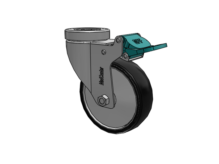 Stainless Steel Hospital Hollow Kingpin Caster with 4 x 1.25 Polyurethane TPU Wheel and Directional Lock Brake