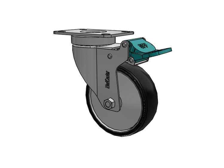 Stainless Steel Hospital Top Plate Swivel Caster with 4 x 1.25 Polyurethane TPU Wheel and Directional Lock Brake