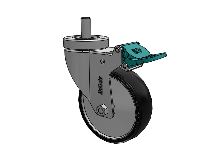Stainless Steel Hospital Threaded Stem Caster with 4 x 1.25 Polyurethane TPU Wheel and Directional Lock Brake