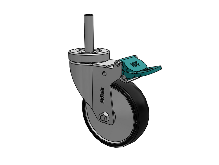 Stainless Steel Hospital Threaded Stem Caster with 4 x 1.25 Polyurethane TPU Wheel and Directional Lock Brake