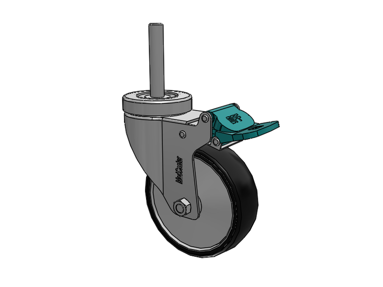 Stainless Steel Hospital Threaded Stem Caster with 4 x 1.25 Polyurethane TPU Wheel and Directional Lock Brake