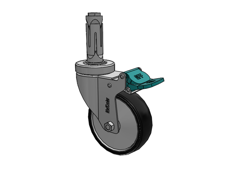Stainless Steel Hospital Round Nylon Expanding Adapters Caster with 4 x 1.25 Polyurethane TPU Wheel Directional Lock