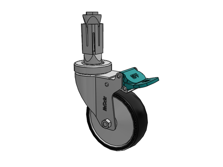 Stainless Steel Hospital Square Nylon Expanding Adapters Caster with 4 x 1.25 Polyurethane TPU Wheel Directional Lock