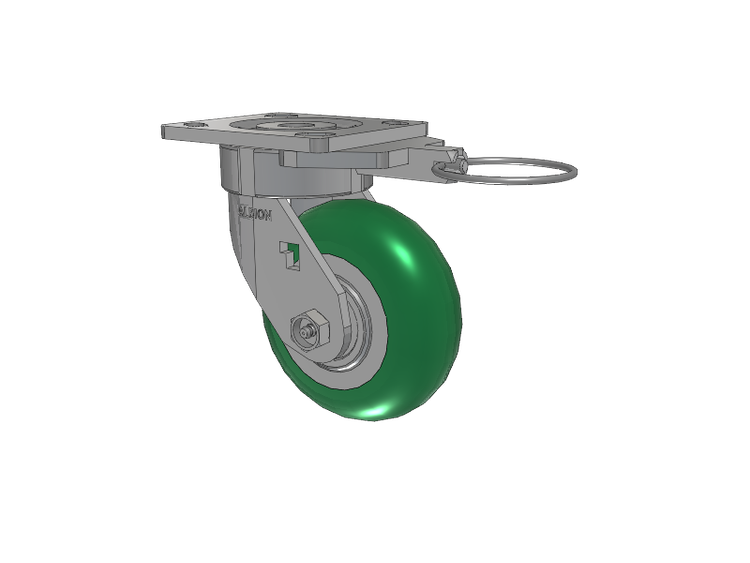 18 Series Top Plate Swivel Caster with 5 x 2 Green Tread on Aluminum Core PM - Round Polyurethane (Aluminum Core) Wheel