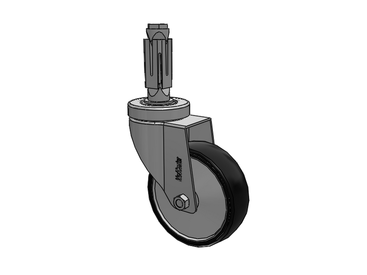 Roulette hospitalière carrée en acier inoxydable avec adaptateurs extensibles en nylon et 4 roues en polyuréthane (TPU) de 1,25