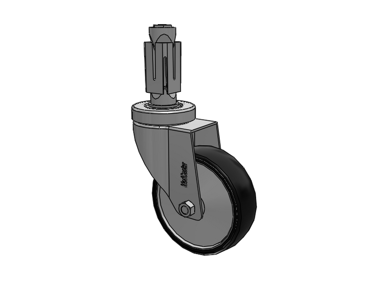 Roulette hospitalière carrée en acier inoxydable avec adaptateurs extensibles en nylon et 4 roues en polyuréthane (TPU) de 1,25