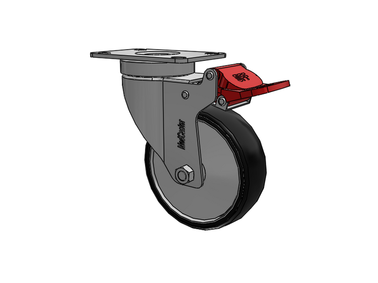 Stainless Steel Hospital Top Plate Swivel Caster with 4 x 1.25 Polyurethane TPU Wheel and Total Lock Brake