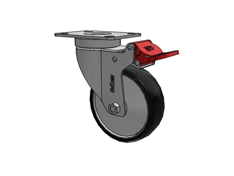 Stainless Steel Hospital Top Plate Swivel Caster with 4 x 1.25 Polyurethane TPU Wheel and Total Lock Brake