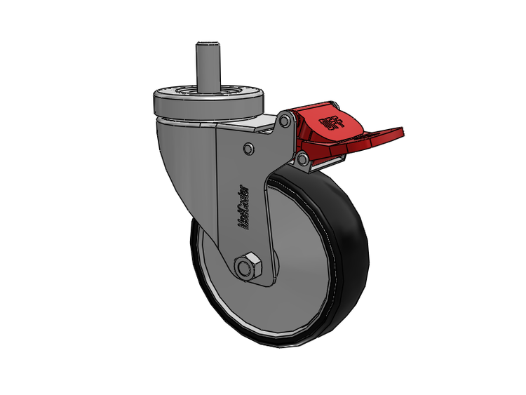Stainless Steel Hospital Threaded Stem Caster with 4 x 1.25 Polyurethane TPU Wheel and Total Lock Brake