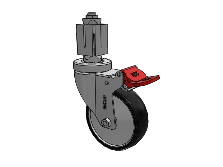 Stainless Steel Hospital Square Nylon Expanding Adapters Caster with 4 x 1.25 Polyurethane TPU Wheel Total Lock