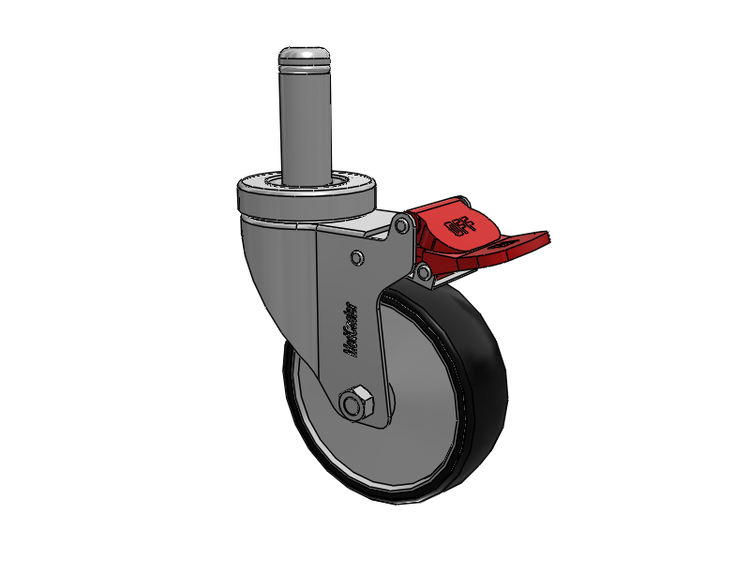 Stainless Steel Hospital Grip Ring Stem Caster with 4 x 1.25 Polyurethane TPU Wheel and Total Lock Brake