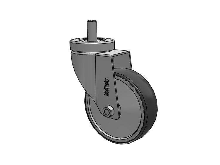 Stainless Steel Hospital Threaded Stem Caster with 4 x 1.25 Thermoplastic Rubber Wheel