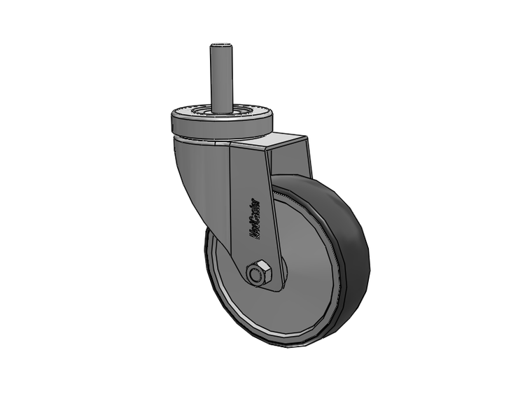 Stainless Steel Hospital Threaded Stem Caster with 4 x 1.25 Thermoplastic Rubber Wheel