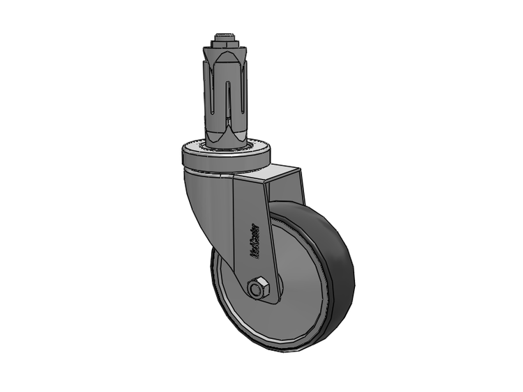 Stainless Steel Hospital Round Nylon Expanding Adapters Caster with 4 x 1.25 Thermoplastic Rubber Wheel