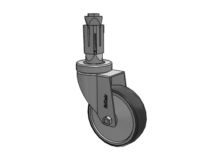 Stainless Steel Hospital Square Nylon Expanding Adapters Caster with 4 x 1.25 Thermoplastic Rubber Wheel