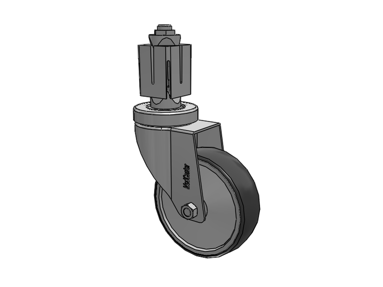 Stainless Steel Hospital Square Nylon Expanding Adapters Caster with 4 x 1.25 Thermoplastic Rubber Wheel