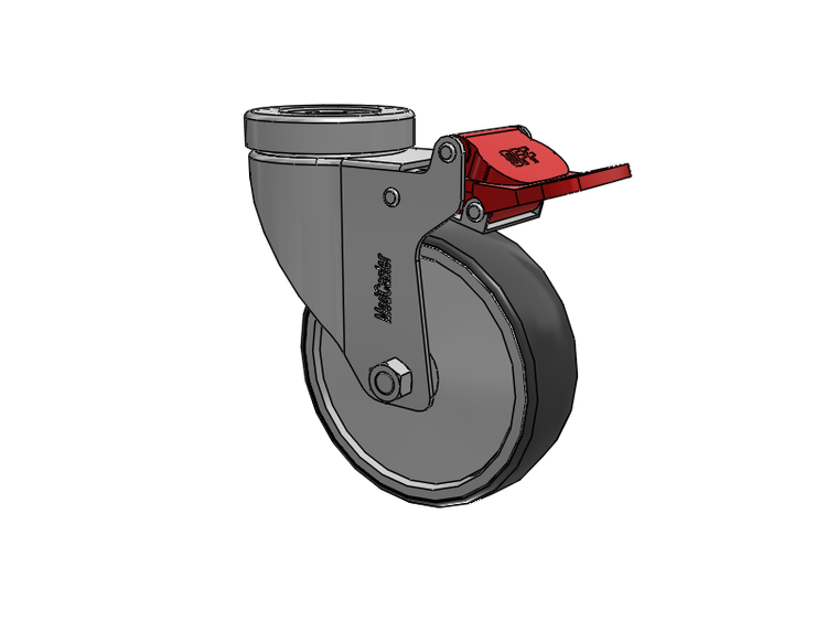 Stainless Steel Hospital Hollow Kingpin Swivel Caster with 4 x 1.25 Thermoplastic Rubber Wheel and Total Lock Brake