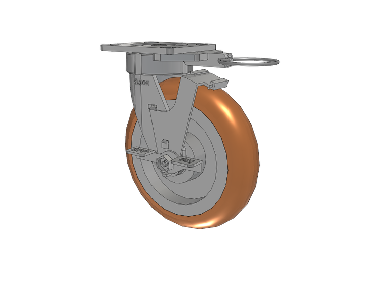 18 Series Top Plate Swivel Caster with 8 x 2 Butterscotch Tread on Aluminum Core PM - Round Polyurethane (Aluminum Core) Wheel and Face Brake