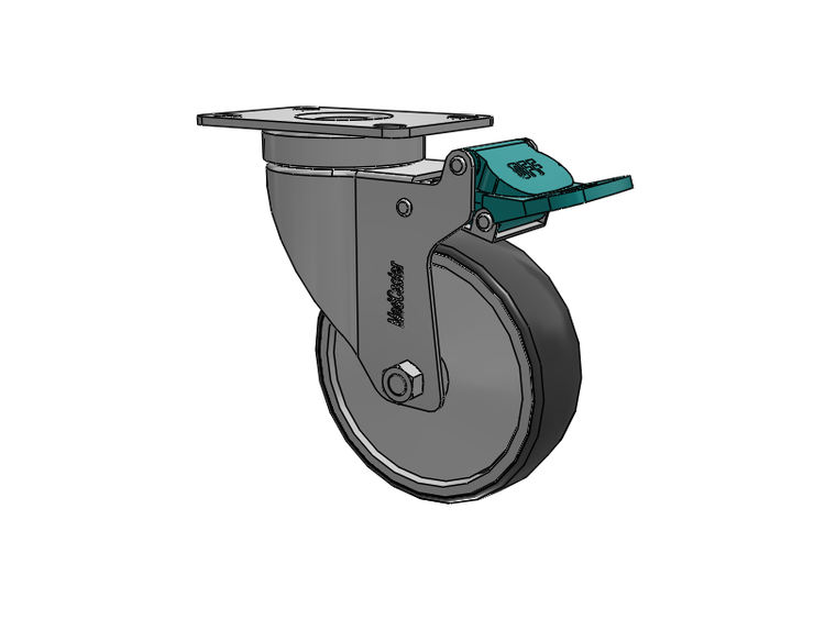 Stainless Steel Hospital Top Plate Swivel Caster with 4 x 1.25 Thermoplastic Rubber Wheel and Directional Lock Brake