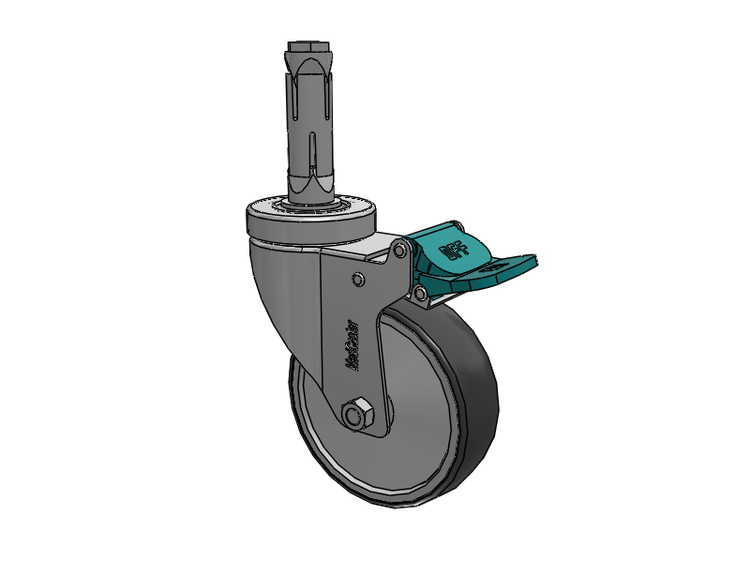 Stainless Steel Hospital Round Nylon Expanding Adapters Caster with 4 x 1.25 Thermoplastic Rubber Wheel Directional Lock
