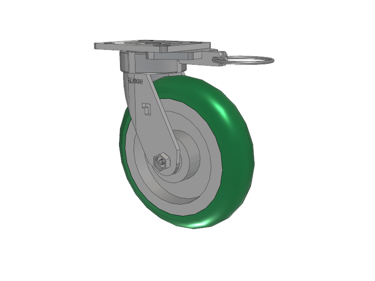 18 Series Top Plate Swivel Caster with 8 x 2 Green Tread on Aluminum Core PM - Round Polyurethane (Aluminum Core) Wheel