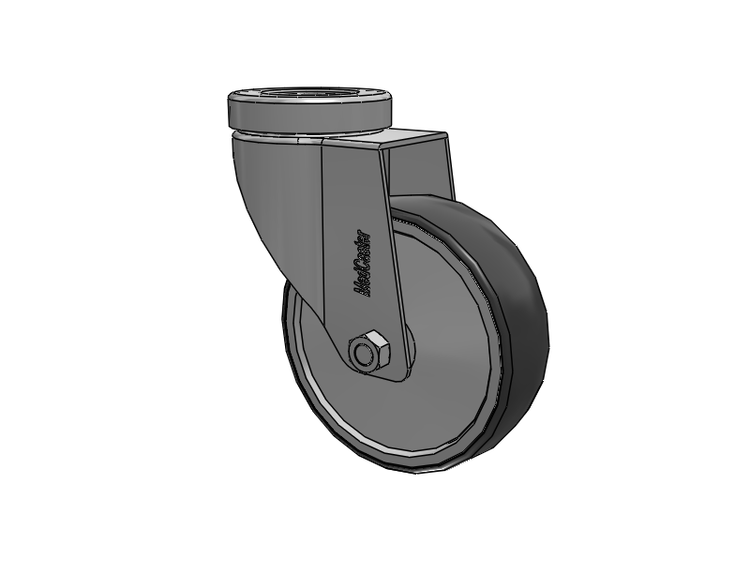 Stainless Steel Hospital Hollow Kingpin Swivel Caster with 4 x 1.25 Thermoplastic Rubber Wheel