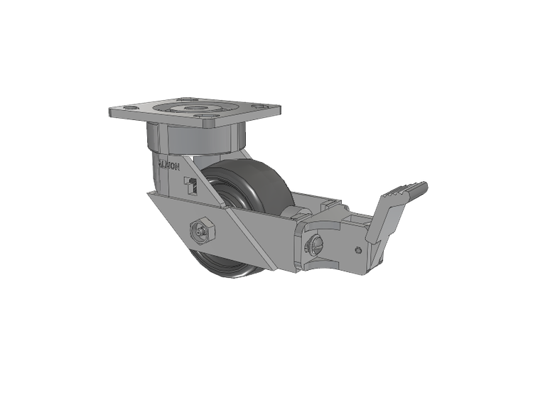 18 Series Top Plate Swivel Caster with 4 x 2 Grey Elastomer SE - Solid Elastomer Wheel and Face Brake