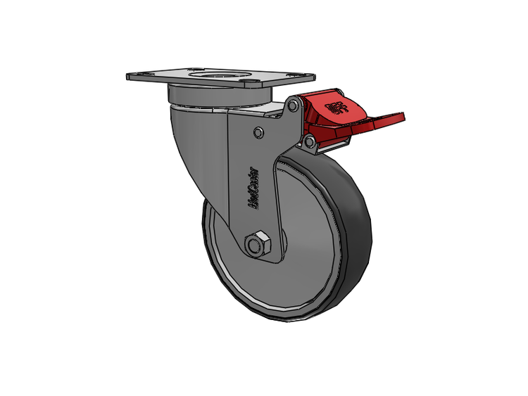 Stainless Steel Hospital Top Plate Swivel Caster with 4 x 1.25 Thermoplastic Rubber Wheel and Total Lock Brake