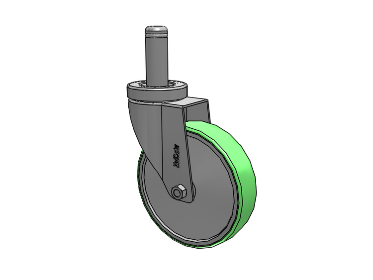 Stainless Steel Hospital Grip Ring Stem Caster with 5 x 1.25 Antimicrobial Rubber Wheel